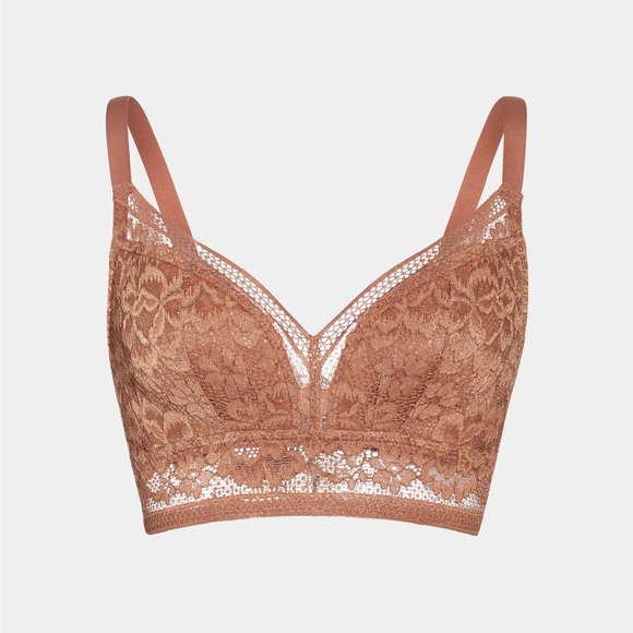 Knix (NEW W/ TAG) lace lined wireless medium support longline bra - gilded gold - Picture 2 of 9